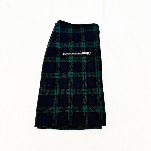 Madewell Green Plaid Tartan Mini Skirt Front Zipper Accent Size 6 - Picture 6 of 6